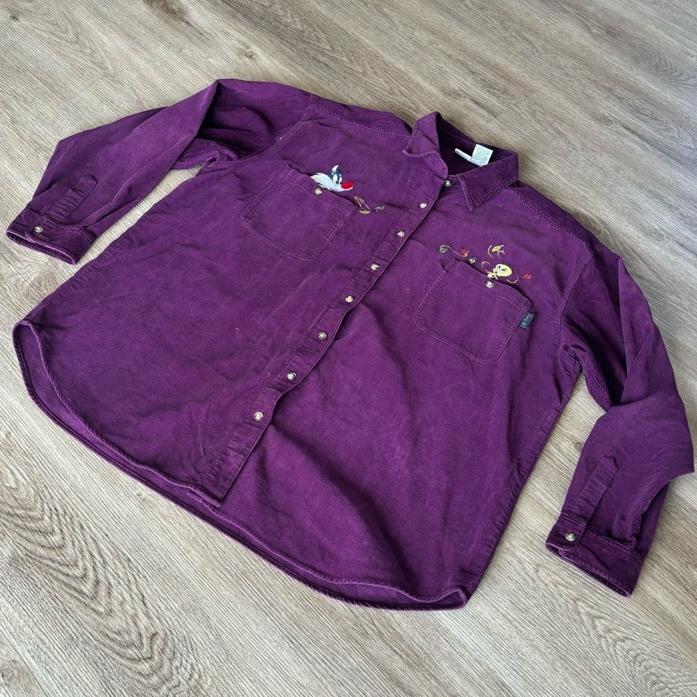 Purple vintage corduroy looney tunes, tweety shirt - Picture 5 of 7